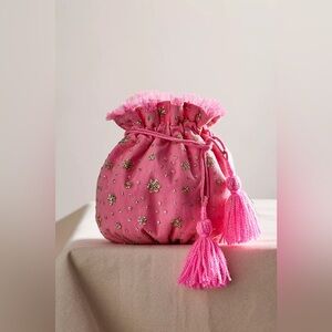 Free People Seasons Sparkle Mini Gift Sack- Pink NWT RETAILS $58